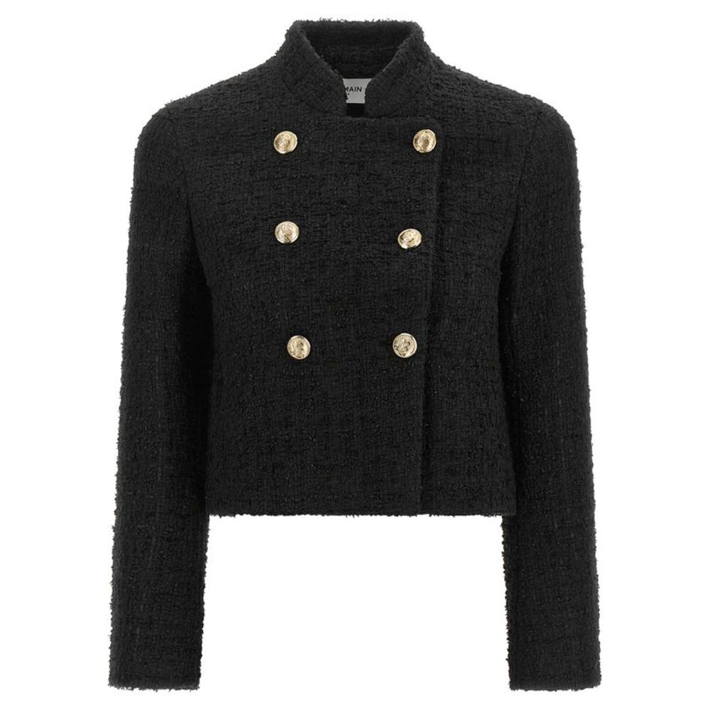 Balmain Women Double-Breasted Tweed Short Jacket